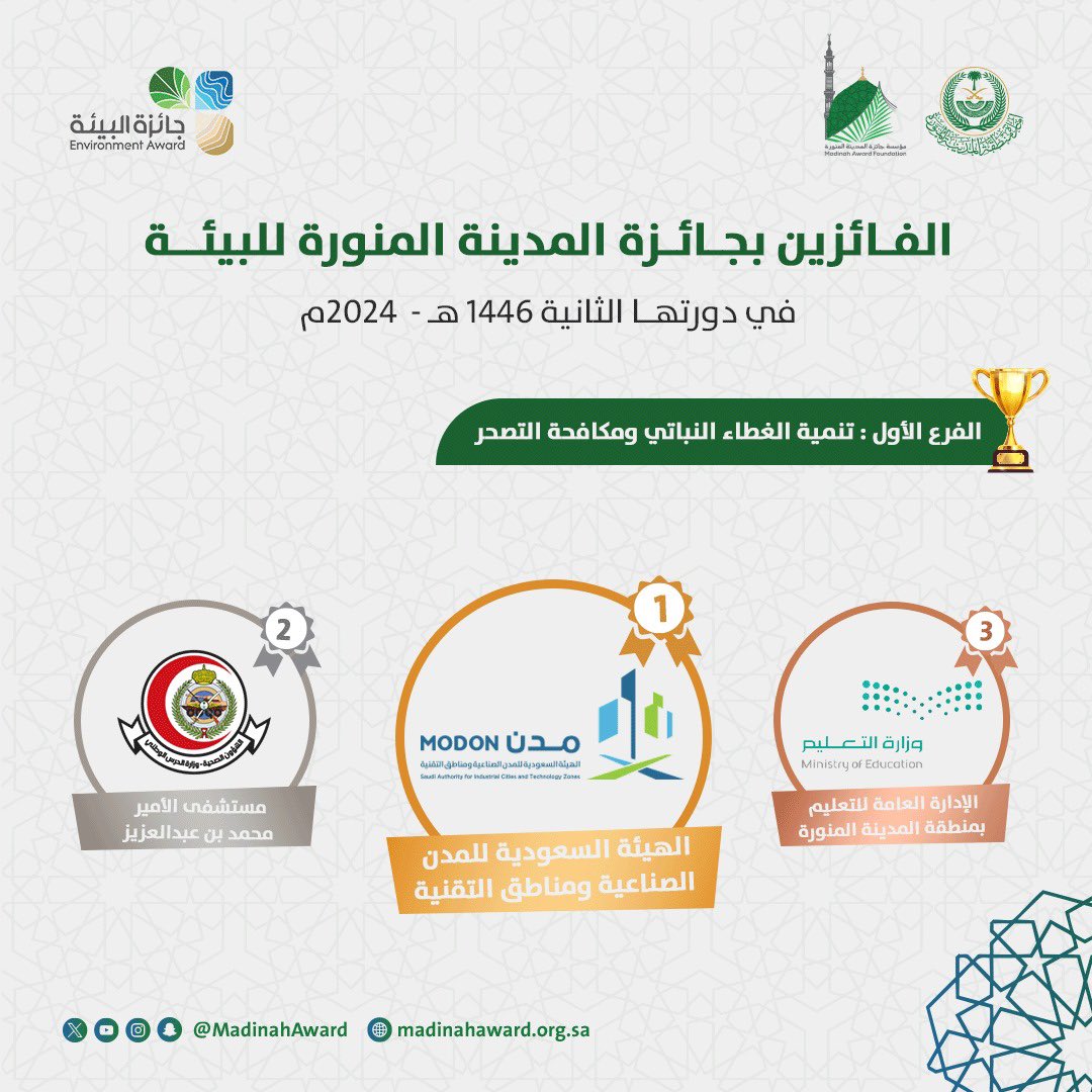 الفائزين بـ #جائزة_المدينة_المنورة_للبيئة في