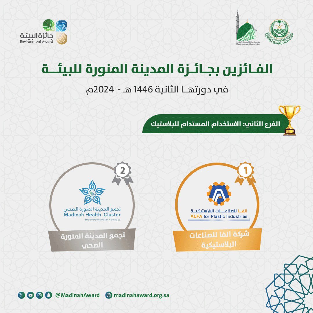 لفائزين بـ #جائزة_المدينة_المنورة_للبيئة في